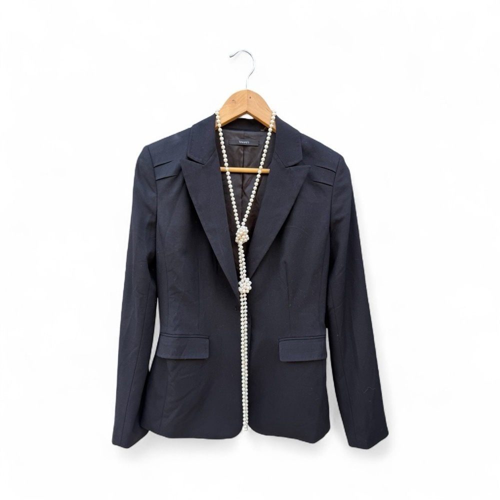 Tahari Black Single Button Black Blazer| Black Riding Blazer| Black Blazer